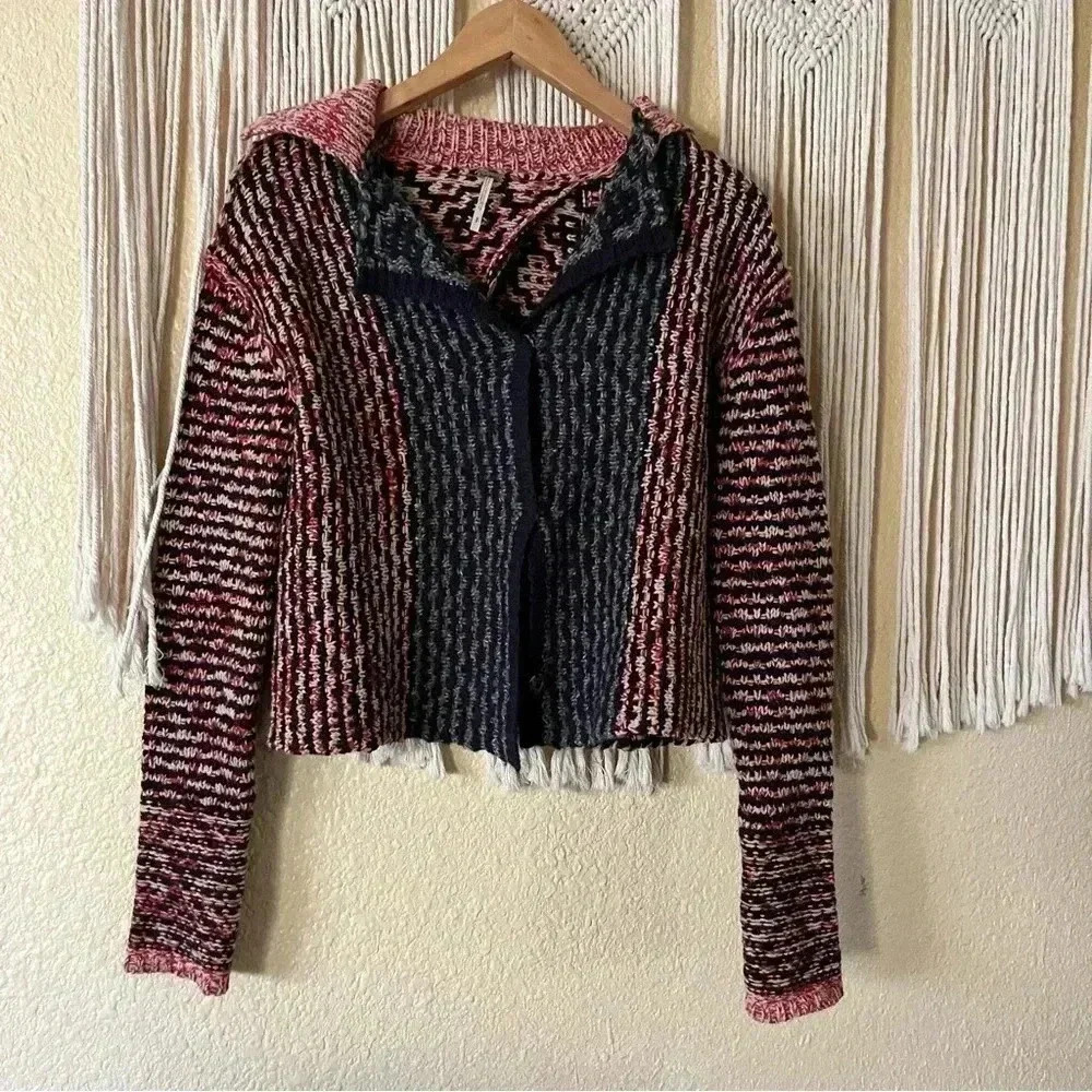 Free people knit sweater open back cardigan small